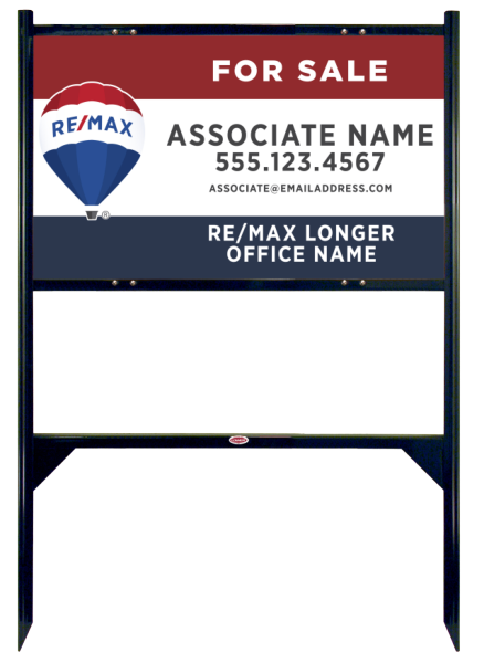 Angle Iron Frame and Agent Name w Longer Office Name Sign Panel Unit, 18h x 30w, Steel