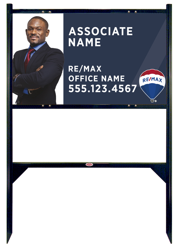 Angle Iron Frame and Agent Name & Cut Out Photo Sign Panel Unit, 18h x 30w, Steel