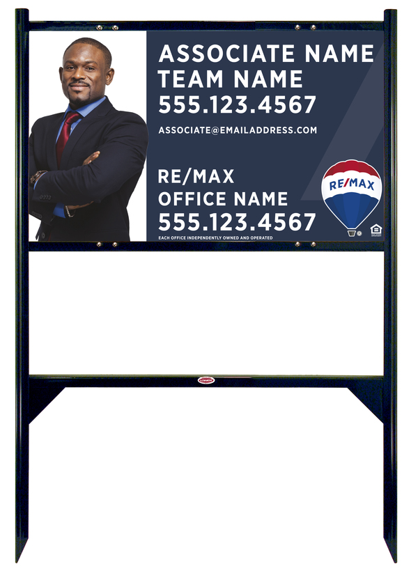 Angle Iron Frame and Agent Team Name & Cut Out Photo Sign Panel Unit, 18h x 30w, Steel