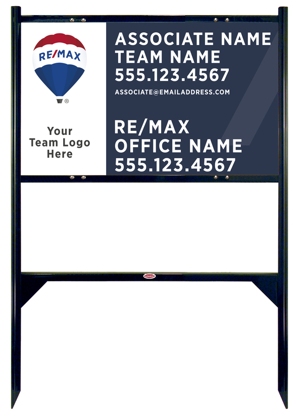 Angle Iron Frame and Agent Name & Team Logo Sign Panel Unit, 18h x 30w, Steel