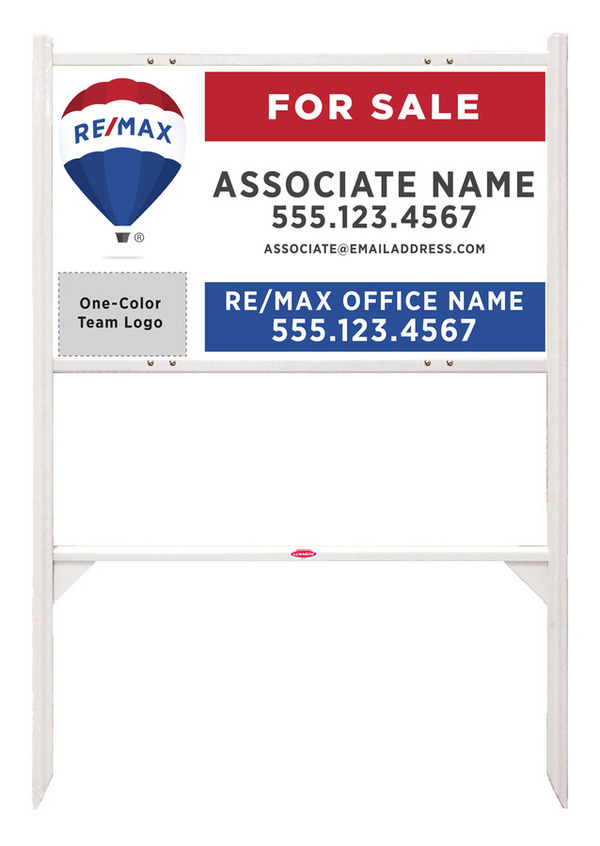 Angle Iron White Frame and Team Logo Sign Panel Unit, 18h x 30w, 24 Ga Steel