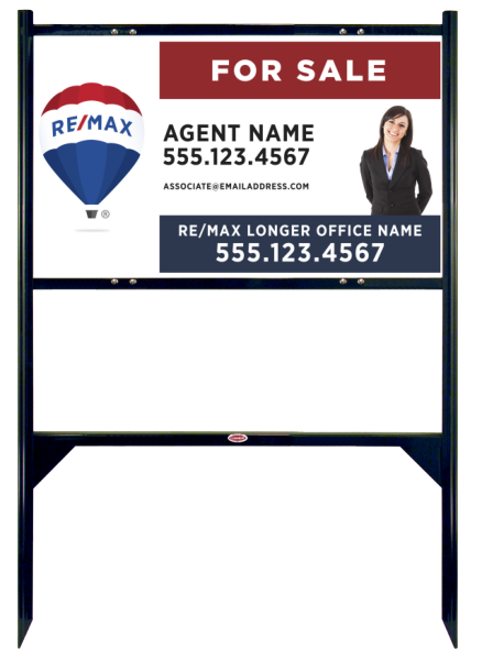 Angle Iron Frame and Agent Name w Cut Out Photo Sign Panel Unit, 18h x 30w, Steel