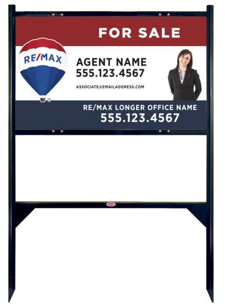 Angle Iron Frame and Agent Name w Cut Out Photo Sign Panel Unit, 18h x 30w, Steel
