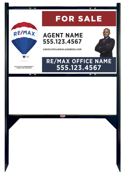 Angle Iron Frame and Agent Name Sign w Cut Out Photo & Disclaimer Panel Unit, 18h x 30w, Steel