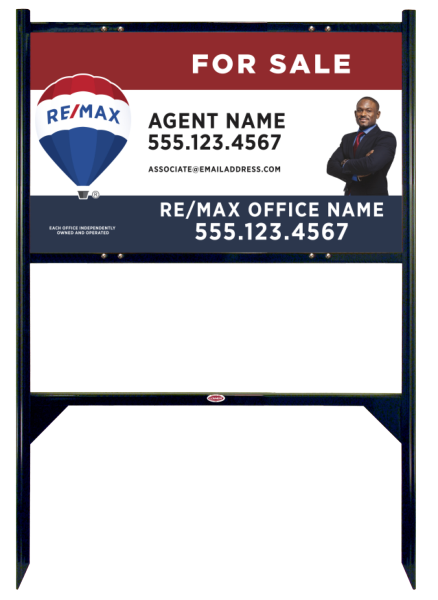 Angle Iron Frame and Agent Name Sign w Cut Out Photo & Disclaimer Panel Unit, 18h x 30w, Steel