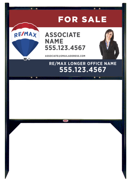 Angle Iron Frame and Agent Name w Cut Out Photo Sign Panel Unit, 18h x 30w, Steel