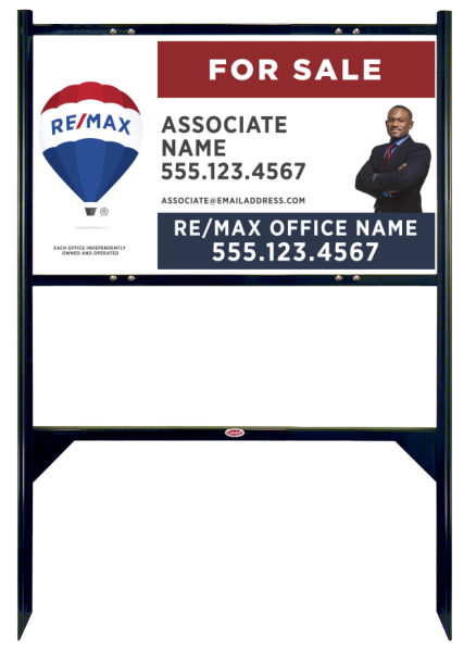 Angle Iron Frame and Agent Name w Cut Out Photo & Disclaimer Sign Panel Unit, 18h x 30w, Steel