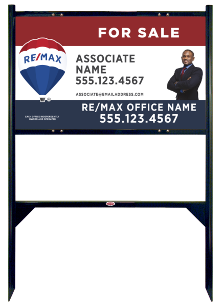 Angle Iron Frame and Agent Name w Cut Out Photo & Disclaimer Sign Panel Unit, 18h x 30w, Steel