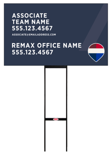 Sentry Round Rod H-Stake Frame and Associate Name, Team Name Sign Panel, 18h x 30w, 10mm Corrugated