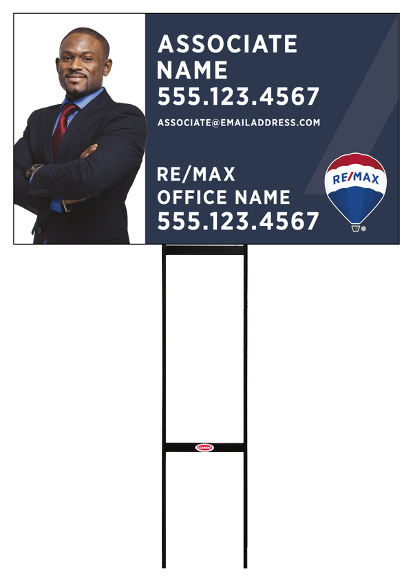 Sentry Round Rod H-Stake Frame and Agent Name & Cut Out Photo Sign Panel, 18h x 30w, 10mm Corrugated