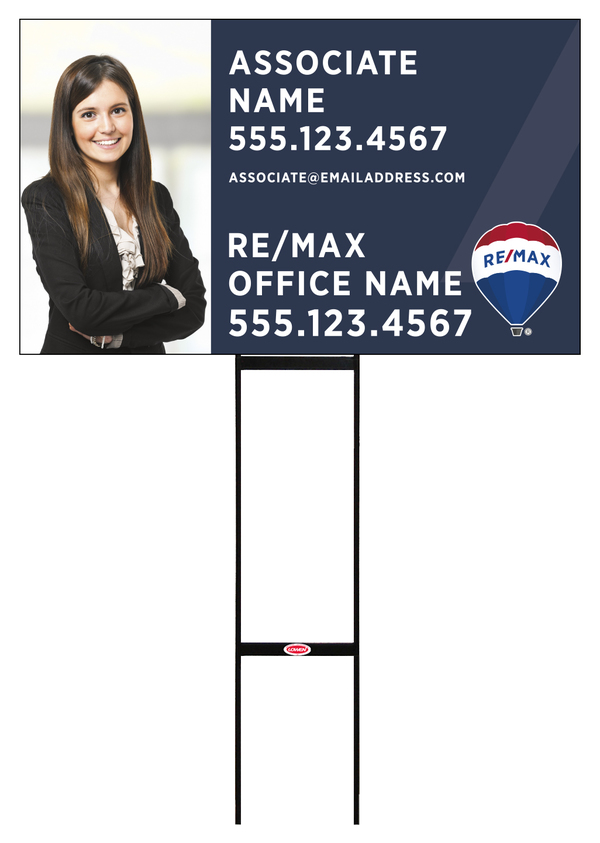 Sentry Round Rod H-Stake Frame and Agent Photo Sign Panel, 18h x 30w, 10mm Corrugated
