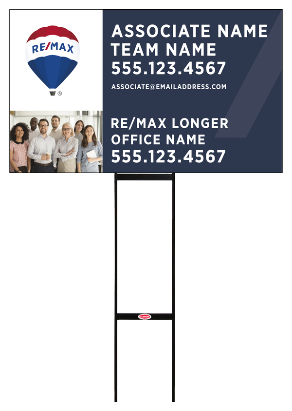 Sentry Round Rod H-Stake Frame and Agent Name & Team Photo Sign Panel, 18h x 30w, 10mm Corrugated