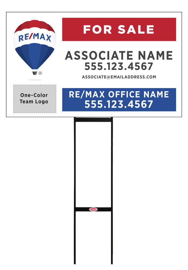 Sentry Round Rod H-Stake Frame and Team Logo Sign Panel, 18h x 30w, 10mm Corrugated Plastic