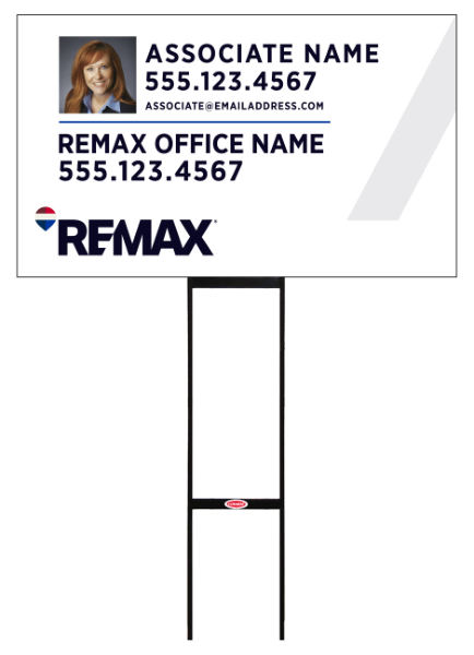 Sentry Round Rod H-Stake Frame and Associate Name w Photo Sign Panel, 18h x 30w, 10mm Corrugated
