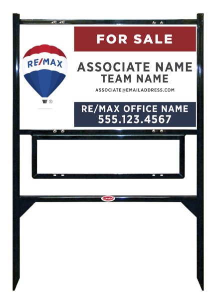 Angle Iron Frame w 1 Rider Insert and Agent Name w Team Name Sign Unit, 18h x 30w, Steel