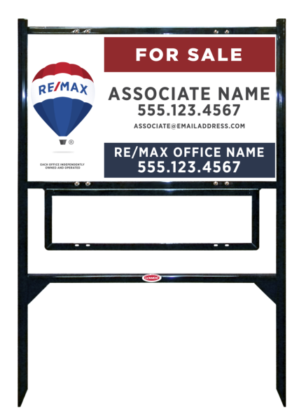 Angle Iron Frame w 1 Rider Insert and Agent Name or Team Name Sign Unit, 18h x 30w, Steel