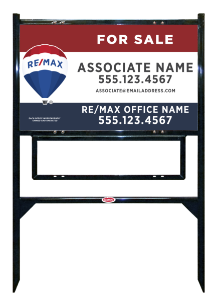 Angle Iron Frame w 1 Rider Insert and Agent Name or Team Name Sign Unit, 18h x 30w, Steel
