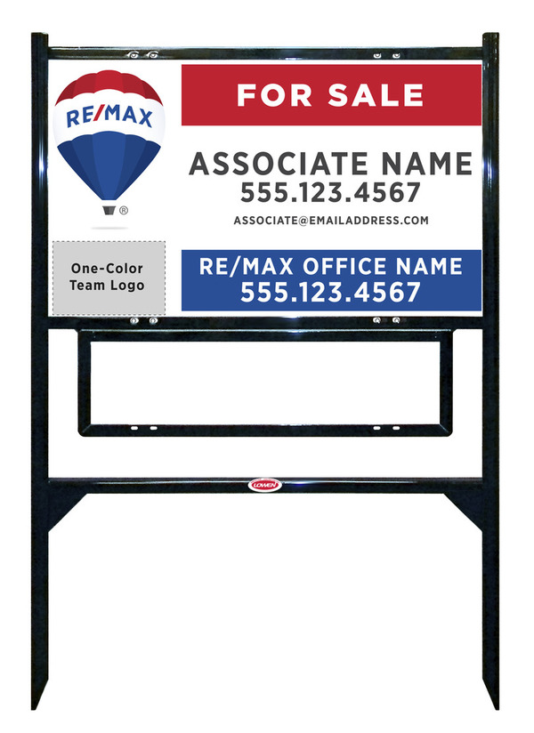 Angle Iron Frame and Team Logo Sign Unit w1 Rider Insert, 18h x 30w, 24 Ga Steel