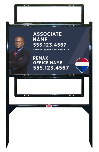 Angle Iron Frame and Associate Name w Cut Out Photo Sign Unit w2 Rider Insert, 18h x 30w, Steel