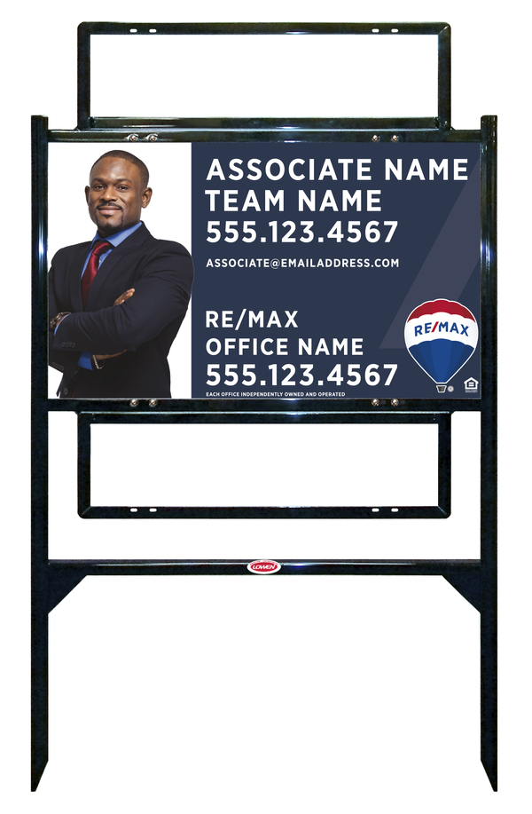 Angle Iron Frame and Agent Team Name & Cut Out Photo Sign Unit w2 Rider Insert, 18h x 30w, Steel