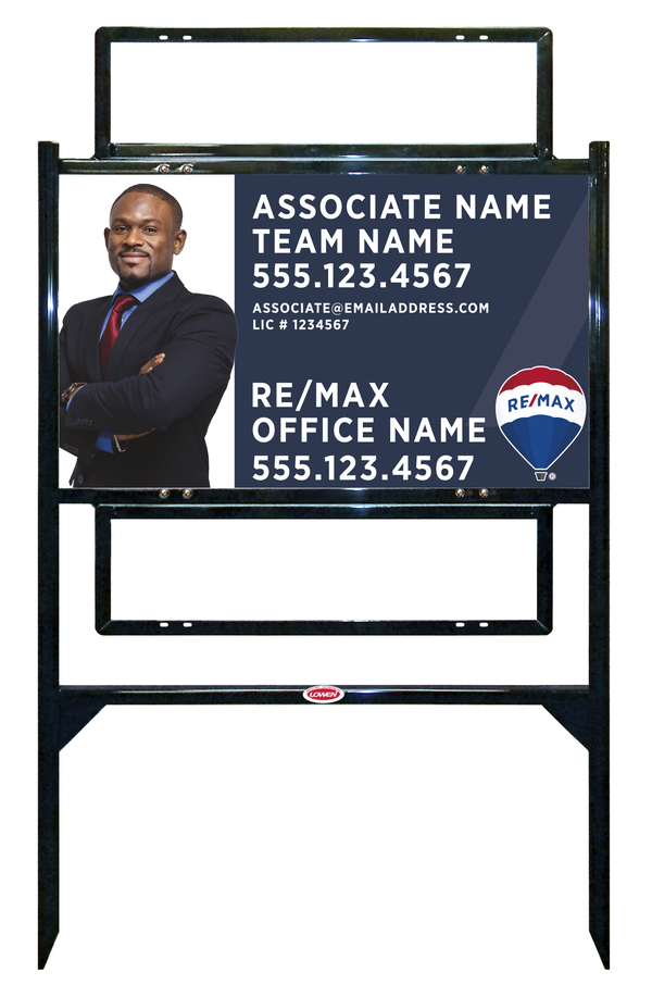 Angle Iron Frame and Agent Team Name & Cut Out Photo Sign Unit w2 Rider Insert, 18h x 30w, Steel