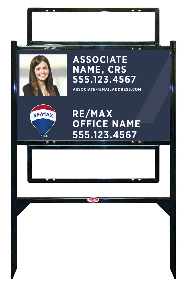 Angle Iron Frame and Agent Photo Sign Unit w2 Rider Insert, 18h x 30w, Steel
