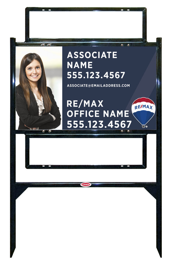 Angle Iron Frame and Agent Photo Sign Unit w2 Rider Insert, 18h x 30w, Steel