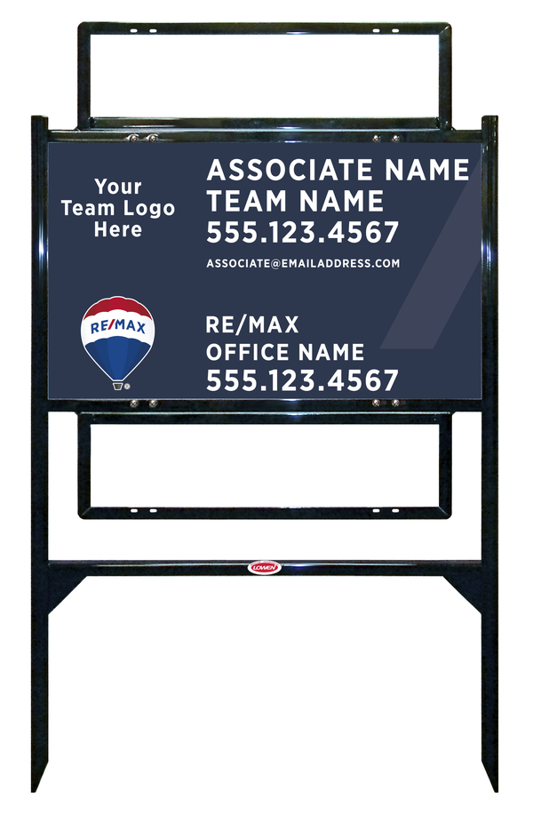 Angle Iron Frame and Agent Team Name & Logo Sign Unit w2 Rider Insert, 18h x 30w, Steel