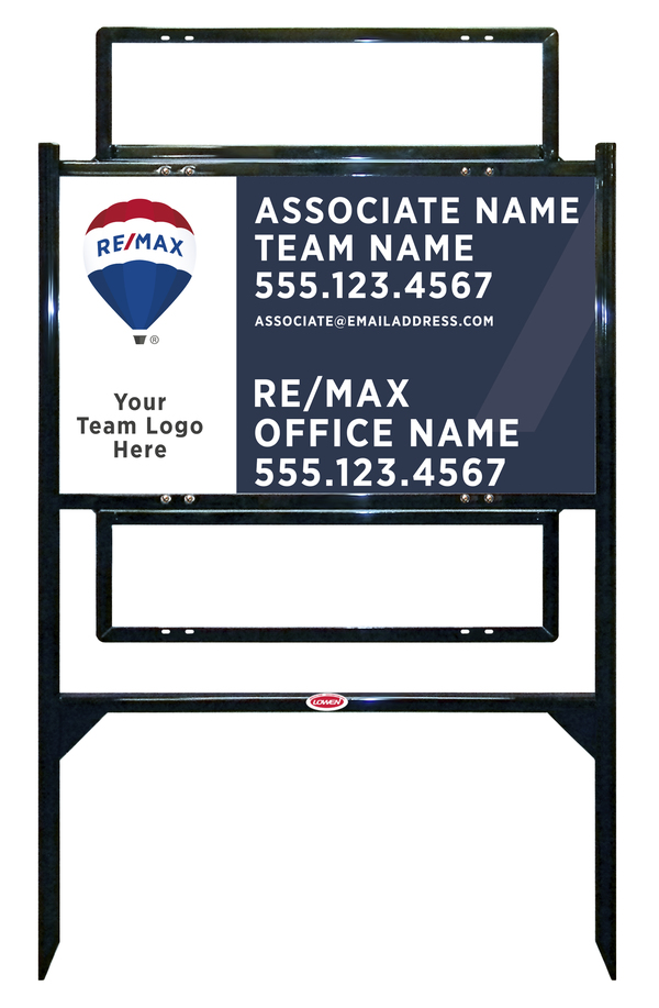 Angle Iron Frame and Agent Team Name & Logo Sign Unit w2 Rider Insert, 18h x 30w, Steel
