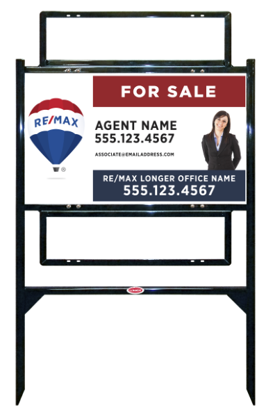 Angle Iron Frame w 2 Rider Insetrs and Agent Name w cut out photo Unit, 18h x 30w, Steel