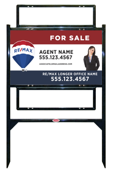 Angle Iron Frame w 2 Rider Insetrs and Agent Name w cut out photo Unit, 18h x 30w, Steel
