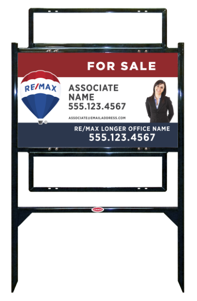Angle Iron Frame w 2 Rider Insetrs and Agent Name w cut out photo Unit, 18h x 30w, Steel