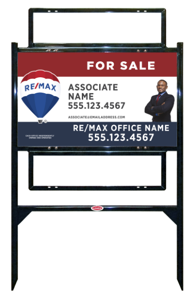 Angle Iron Frame w 2 Rider Insetrs and Agent Name w cut out photo & disclaimer Unit, 18h x 30w, Steel