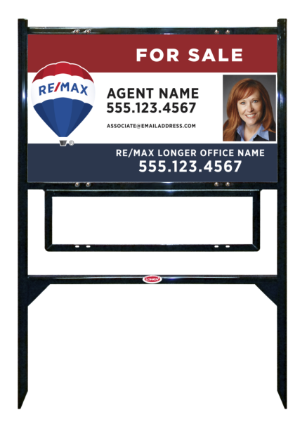 Angle Iron Frame w 1 Rider Insert and Agent Name Photo Sign Unit, 18h x 30w, Steel