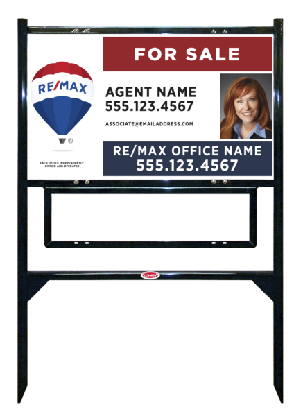 Angle Iron Frame w 1 Rider Insert and Agent Name Photo Sign Unit, 18h x 30w, Steel
