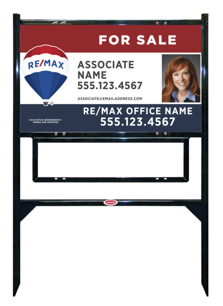 Angle Iron Frame w 1 Rider Insert and Agent Name Photo Sign Unit, 18h x 30w, Steel