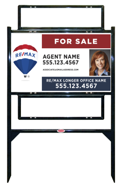 Angle Iron Frame w 2 Rider Insetrs and Agent Name Photo Unit, 18h x 30w, Steel