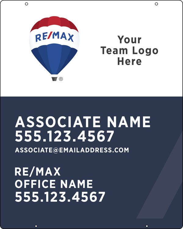Hanging Agent Name & Team Logo Sign Panel, 30h x 24w, .063 Aluminum