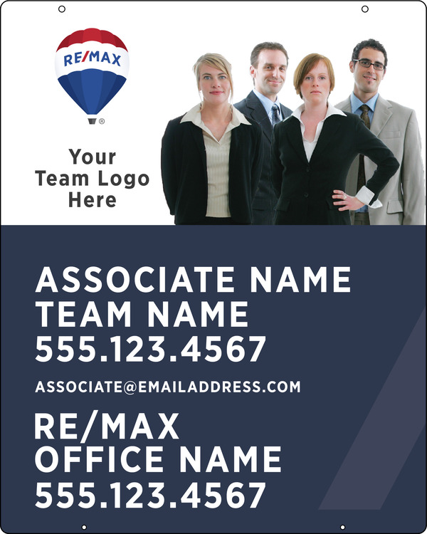 Hanging Agent Team Name Logo & Cut Out Photo Sign Panel, 30h x 24w, Steel