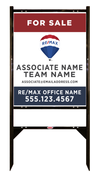 Angle Iron Frame and Agent Name w Team Name Sign Panel Unit, 30h x 24w, Steel