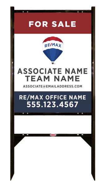 Angle Iron Frame and Agent Name w Team Name Sign Panel Unit, 30h x 24w, Steel