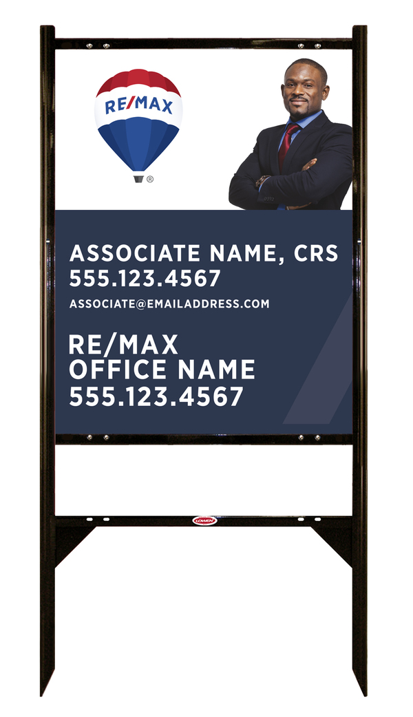 Angle Iron Frame and Agent Name & Cut Out Photo Sign Unit,  30h x 24w, .040 Aluminum