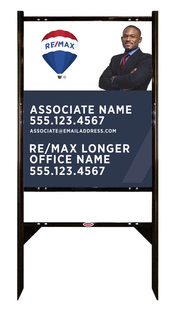 Angle Iron Frame and Agent Name & Cut Out Photo Sign Unit,  30h x 24w, .040 Aluminum