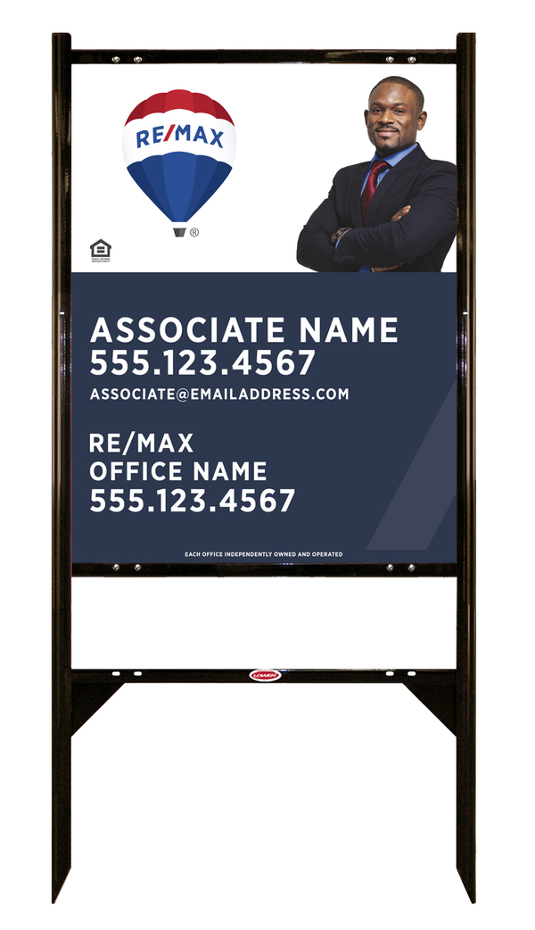 Angle Iron Frame and Agent Name & Cut Out Photo Sign Panel unit, 30h x 24w, Steel