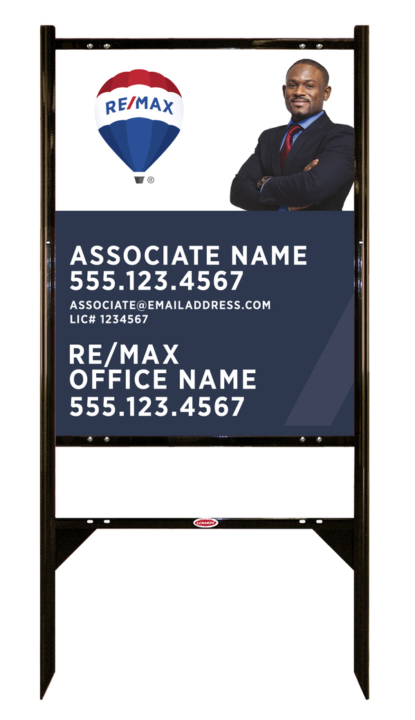 Angle Iron Frame and Agent Name & Cut Out Photo Sign Unit,  30h x 24w, .040 Aluminum