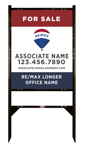 Angle Iron Frame and Agent Name w Longer Office Name Sign Panel Unit, 30h x 24w, Steel
