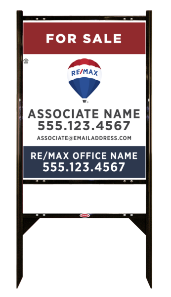 Angle Iron Frame and Agent Name w Realtor Bug Sign Panel Unit, 30h x 24w, Steel