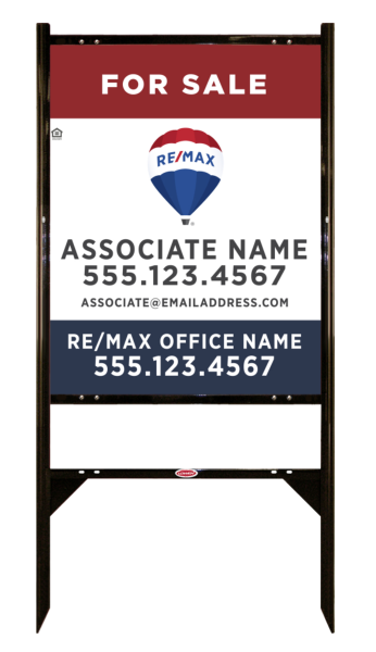 Angle Iron Frame and Agent Name w Realtor Bug Sign Panel Unit, 30h x 24w, Steel