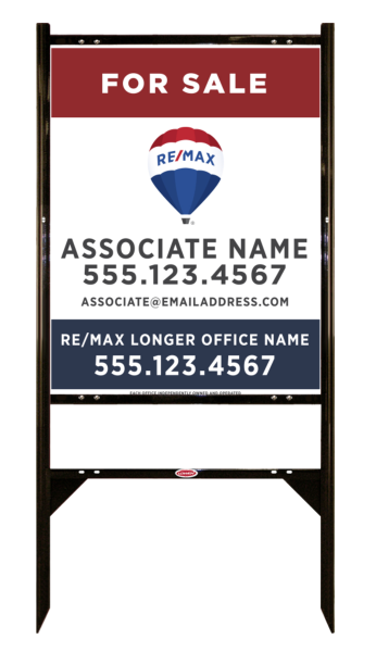 Angle Iron Frame and Agent Name w Longer Office Name & Disclaimer Sign Panel Unit, 30h x 24w, Steel