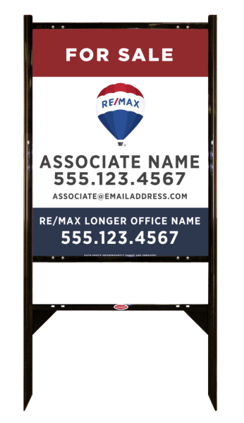 Angle Iron Frame and Agent Name w Longer Office Name & Disclaimer Sign Panel Unit, 30h x 24w, Steel